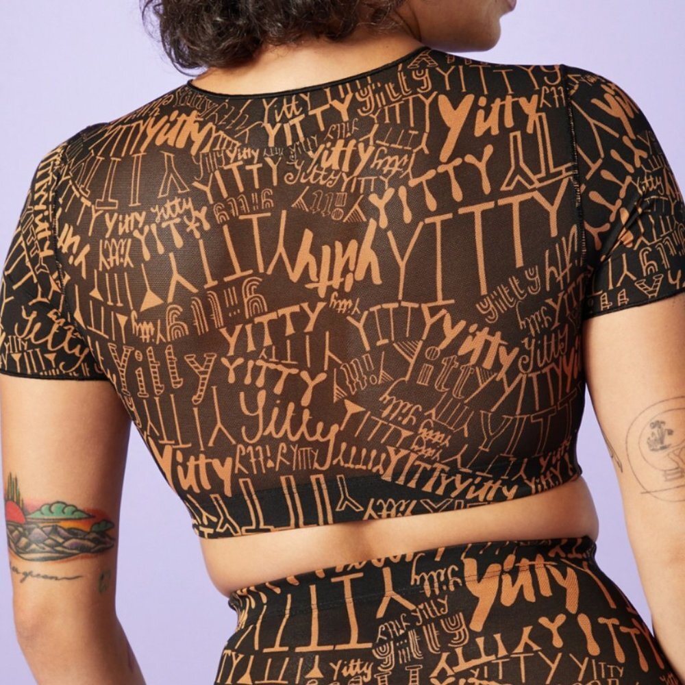 Lizzo Brand Yitty Iconic Black Yitty'd Mesh Me Smoothing Midi Top 1X NWT - Picture 3 of 3
